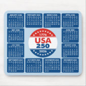 USA 250 with 2026 Calendar - Red White Blue マウスパッド (正面)