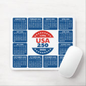 USA 250 with 2026 Calendar - Red White Blue マウスパッド (マウス)