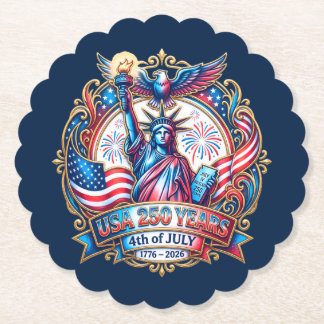 USA 250 years 4th of July 1776-2026 ペーパーコースター