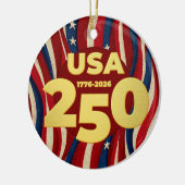 USA 250 Years American Flag July 4th 2026 セラミックオーナメント (左)