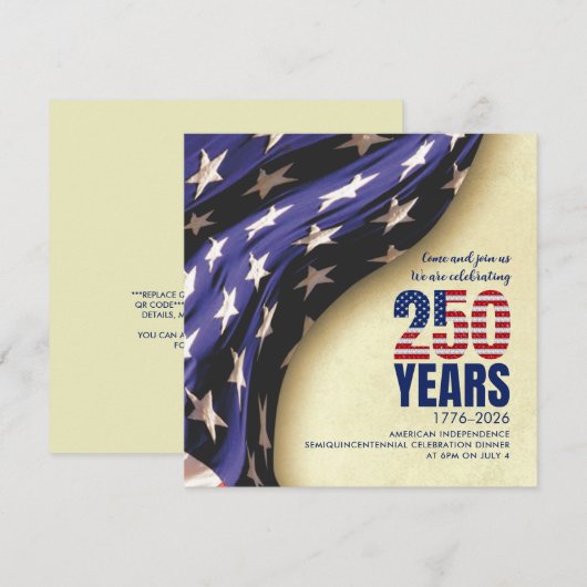 USA 250 Years American Independence Birthday 招待状 (正面/裏面)