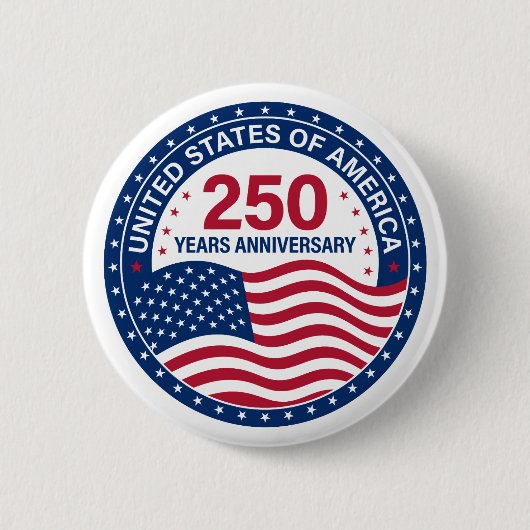 USA 250 Years Anniversary Flag Button 缶バッジ (正面)