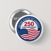 USA 250 Years Anniversary Flag Button 缶バッジ (正面&裏面)