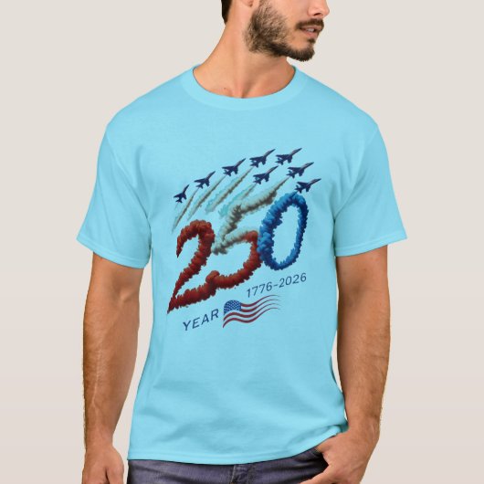 USA 250 Years Anniversary Jet Formation Patriotic Tシャツ (正面)