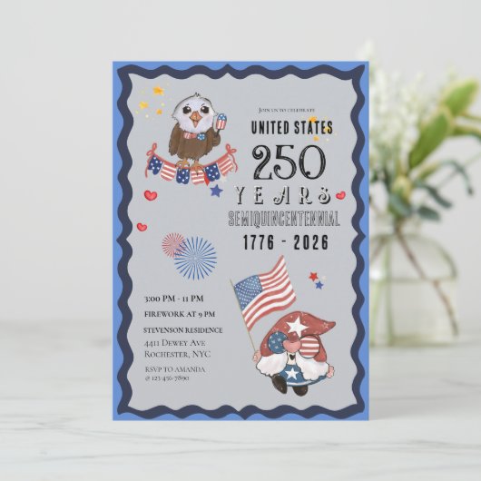 USA 250 Years Celebration with Gnome & Eagle 招待状 (スタンド正面)
