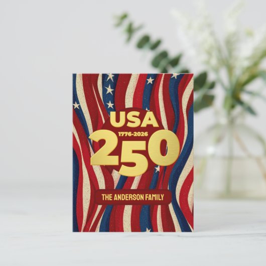 USA 250 Years Custom Patriotic  ポストカード (スタンド正面)