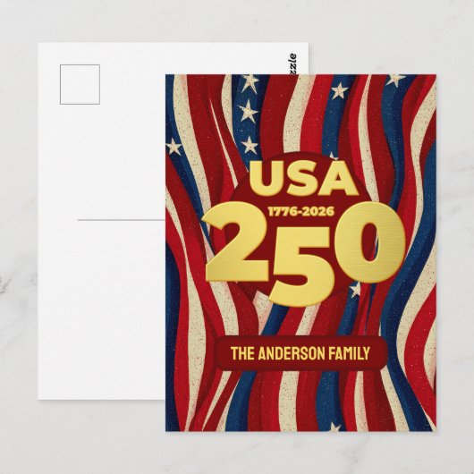 USA 250 Years Custom Patriotic  ポストカード (正面/裏面)