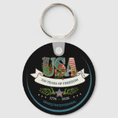 USA 250 Years of Freedom Botanical 4th Of July キーホルダー (正面)