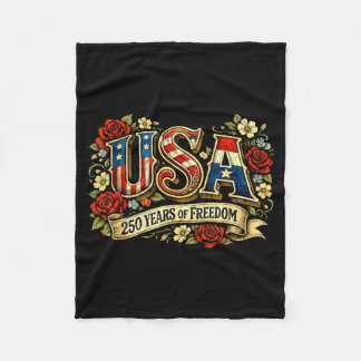 Usa 250 years of freedom floral rose patriotic フリースブランケット