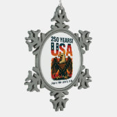 USA 250 Years – Patriotic Bald Eagle July 4th 2026 スノーフレークピューターオーナメント (左)