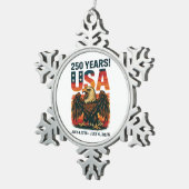 USA 250 Years – Patriotic Bald Eagle July 4th 2026 スノーフレークピューターオーナメント (右)