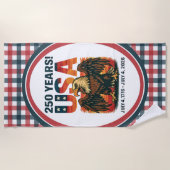 USA 250 Years – Patriotic Bald Eagle July 4th 2026 ビーチタオル (正面)