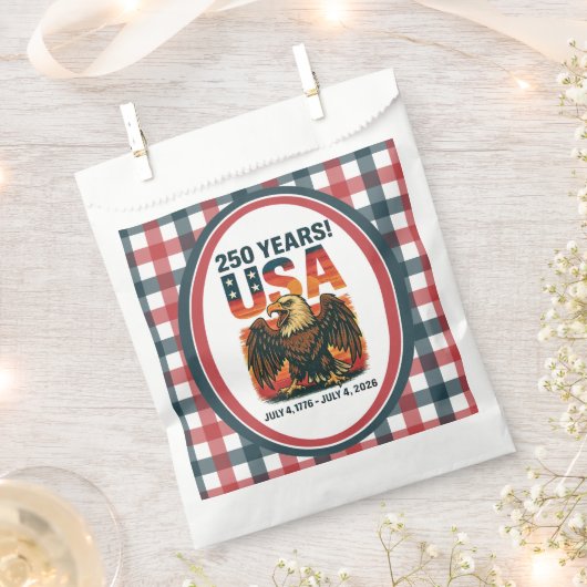 USA 250 Years – Patriotic Bald Eagle July 4th 2026 フェイバーバッグ (クリップ留めされた状態)