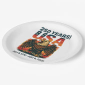 USA 250 Years – Patriotic Bald Eagle July 4th 2026 ペーパープレート (アングル)