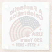 USA 250 Years Patriotic Fan Design – 1776-2026 ガラスコースター (裏面)
