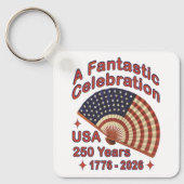 USA 250 Years Patriotic Fan Design – 1776-2026  キーホルダー (正面)