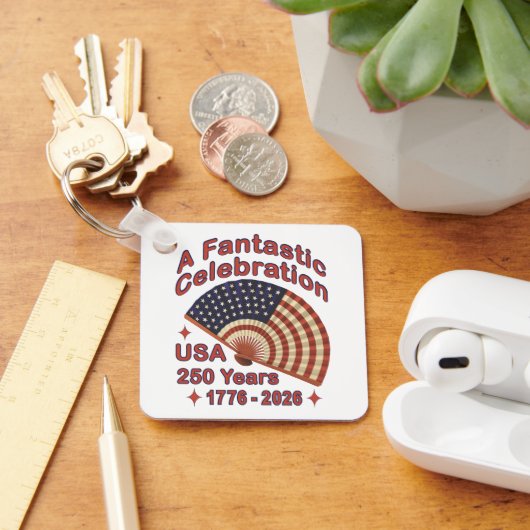 USA 250 Years Patriotic Fan Design – 1776-2026  キーホルダー (デスク)