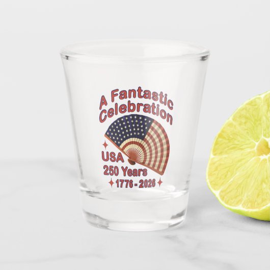 USA 250 Years Patriotic Fan Design – 1776-2026 ショットグラス (正面)