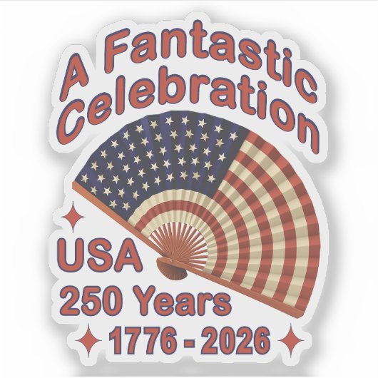 USA 250 Years Patriotic Fan Design – 1776-2026  シール (正面)