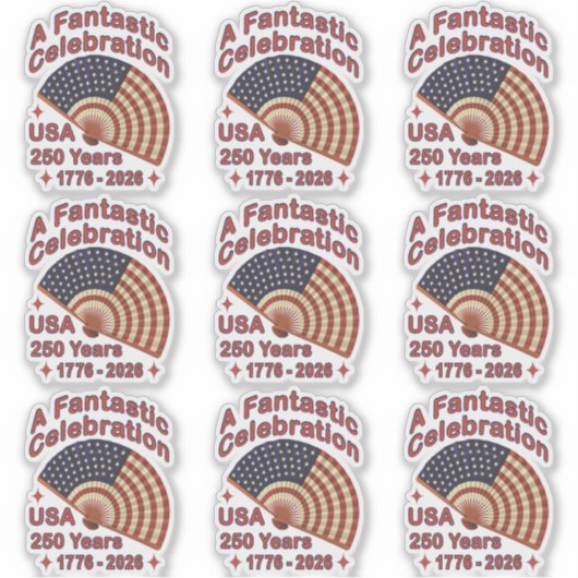 USA 250 Years Patriotic Fan Design – 1776-2026  シール (正面)