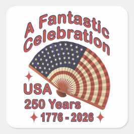 USA 250 Years Patriotic Fan Design – 1776-2026  スクエアシール