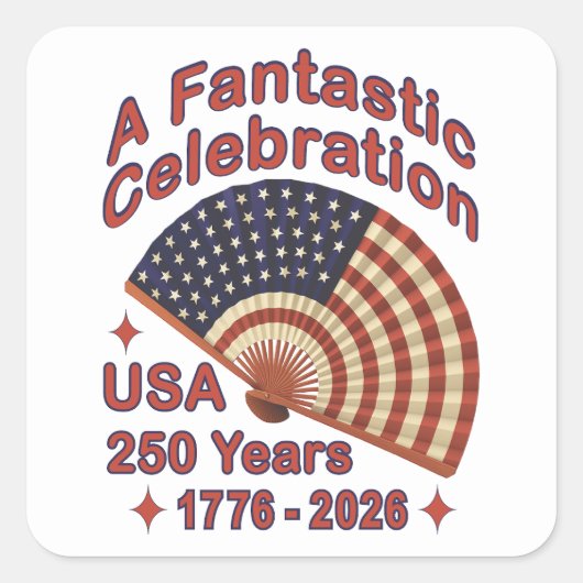 USA 250 Years Patriotic Fan Design – 1776-2026  スクエアシール (正面)