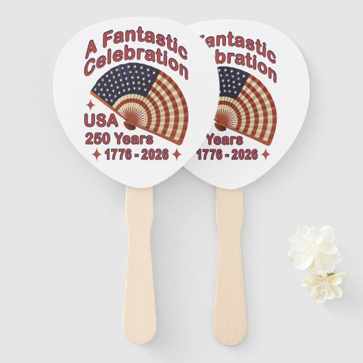 USA 250 Years Patriotic Fan Design – 1776-2026 ハンドファン (正面&裏面)