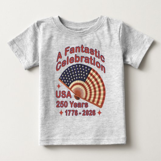 USA 250 Years Patriotic Fan Design – 1776-2026 ベビーTシャツ (正面)