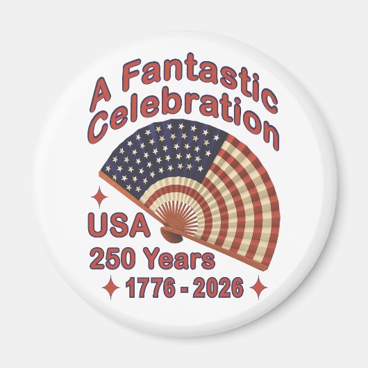 USA 250 Years Patriotic Fan Design – 1776-2026  マグネット (正面)