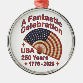 USA 250 Years Patriotic Fan Design – 1776-2026  メタルオーナメント