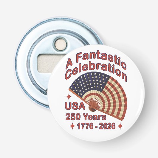 USA 250 Years Patriotic Fan Design – 1776-2026 栓抜き (正面)