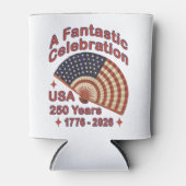 USA 250 Years Patriotic Fan Design – 1776-2026  缶クーラー (正面)
