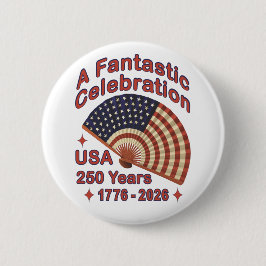 USA 250 Years Patriotic Fan Design – 1776-2026  缶バッジ