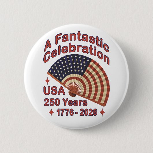 USA 250 Years Patriotic Fan Design – 1776-2026  缶バッジ (正面)