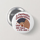 USA 250 Years Patriotic Fan Design – 1776-2026  缶バッジ (正面&裏面)
