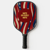 USA 250 Years Patriotic Red White Blue with Gold ピックルボールラケット (裏面)