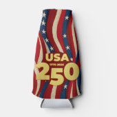 USA 250 Years Patriotic Red White Blue with Gold ボトルクーラー (正面)