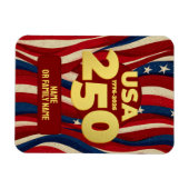 USA 250 Years Patriotic Red White Blue with Gold マグネット (横)