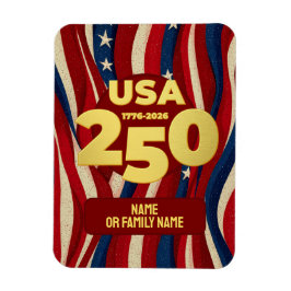 USA 250 Years Patriotic Red White Blue with Gold マグネット