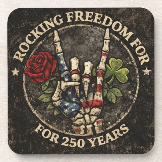 USA 250 Years Rocking Freedom Patriotic Skeleton H コースター (正面)