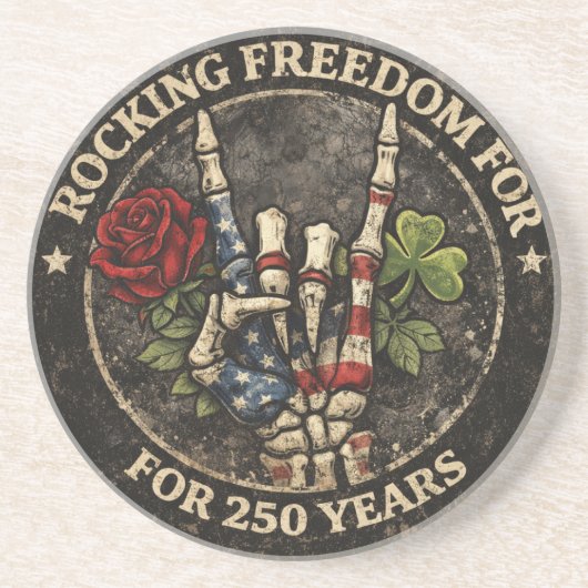 USA 250 Years Rocking Freedom Patriotic Skeleton H コースター (正面)