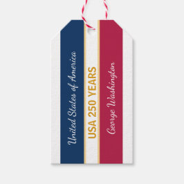 USA 250 Years Semiquincentennial Patriotic Stripes ギフトタグ