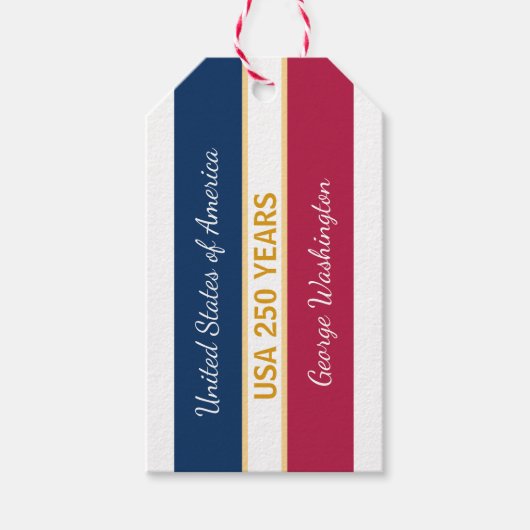 USA 250 Years Semiquincentennial Patriotic Stripes ギフトタグ (正面)