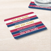 USA 250 Years Semiquincentennial Patriotic Stripes スクエアペーパーコースター (アングル)