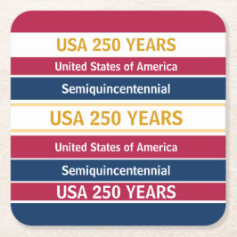 USA 250 Years Semiquincentennial Patriotic Stripes スクエアペーパーコースター