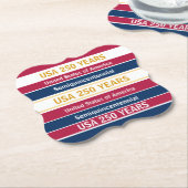USA 250 Years Semiquincentennial Patriotic Stripes ペーパーコースター (アングル)