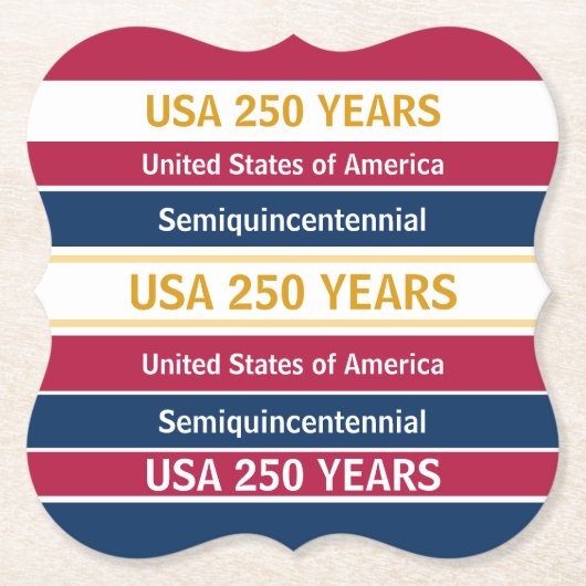 USA 250 Years Semiquincentennial Patriotic Stripes ペーパーコースター (正面)