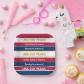 USA 250 Years Semiquincentennial Patriotic Stripes ペーパープレート (パーティー)