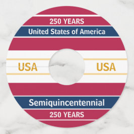 USA 250 Years Semiquincentennial Patriotic Stripes ワイングラスタグ