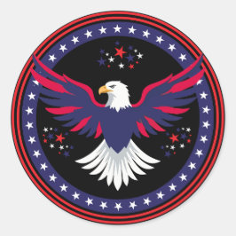 USA 250th 4th July Vintage Bald Eagle ラウンドシール
